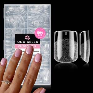 lot 6211 image: UNA GELLA Extra Short Nail Tips 504pcs Square Fake Nails Pre-shape XS Short Square Press on Nails Gel Tips Full Cover Acrylic Nails False Nails for DIY Salon 12 Sizes