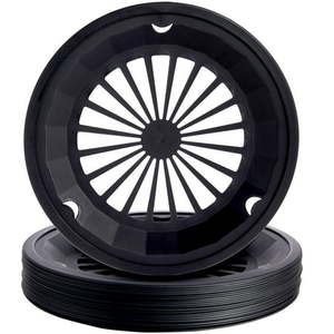 lot 6217 image: Set of 20 Reusable Plastic Paper Plate Holders, Snap-In Grooves for 9-Inch Plates, Picnic, Party, Bbq (Black, 10 In)