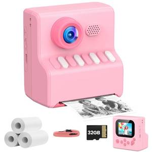 lot 6230 image: Kids Camera Instant Print Pink HODDRCCN 32G Instant Print Camera for Kids -1080P HD - Christmas Birthday for Girls Age 3-12 - Ideal Toy for 3 4 5 6 7 8 9 10 11 12 Girls Boys