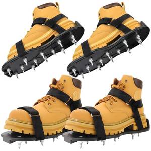 lot 7627 image: FIETODK Epoxy Floor Spiked Shoes Fully Assembled Gunite Spiked Shoes with 34 Short Spikes with Adjustable Straps for Garage Floor Epoxy, Overlays, Cover Installation, 2 Pairs (Black)