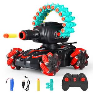 lot 7643 image: BOKSYUR Rc Car Shoot SoftBullet,Fits for Nerf,Rc Tank That Shoots,Battle ANK with Remote Control Tank That Shoots Foam Darts-Stunts,16Foam Darts- Birthday Presents ForKids 7 8 9 10 11 Year Old��red��