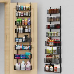 lot 7656 image: VyGrow Over The Door Organizer, 8-tier Metal Door Organizer Hanging with Adjustable Baskets, Behind The Door Storage for Bedroom Closet Bathroom Pantry Cabinet Kitchen, Black