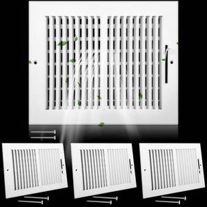 lot 7660 image: 4 Pack Air Ceiling Vent Cover Grille 10w x 8h Duct Opening Size, 2 Way Steel Grille Register with Adjustable Damper for Ceiling Wall HVAC Heat Cold Air Conditioner (White, Outer 11.75 W x 9.75 H)