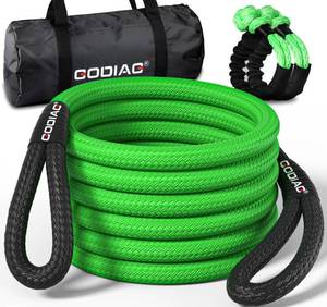 lot 7667 image: GODIAG 1�30ft Kinetic Recovery Tow Rope (46500lbs) Heavy Duty Energy Rope with 2 Soft Shackles, 30% Elasticity Offroad Power Strap for Truck Jeep Car ATV UTV Tractor