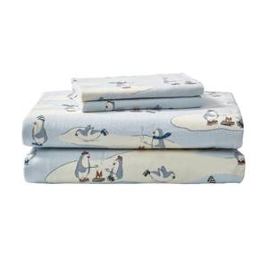 lot 7668 image: Eddie Bauer - Twin Sheets, Cotton Flannel Bedding Set, Brushed For Extra Softness, Cozy Home Decor (Skating Penguin, Twin)