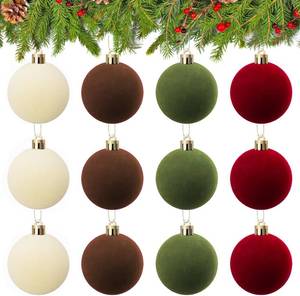 lot 7670 image: 36Pcs Velvet Christmas Ornaments, 12Pcs Flocked 2.38 Velvet Christmas Balls Hanging & 24Pcs 5 x7 Bows for Xmas Tree Wreath Garland Holiday Party Wedding Xmas Decorations Indoor(Multi)