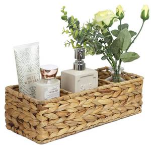 lot 7671 image: Water Hyacinth Basket for Toilet Paper, Wicker Baskets for Storage Bathroom Counter, Storage Basket With 3 Compartments, Restroom Bathroom Baskets Tray Vanity Organizer (Water Hyacinth)