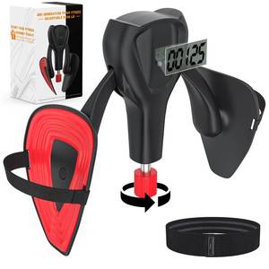 lot 7676 image: 3rd Gen Thigh-Train 0-100 lbs Adjustable Resistance Inner Thigh Train Exercising Counter with Leg Straps Band Pelvic Floor Kegel Hip Exercise Workout Equipment Pilates Women Men (Black)
