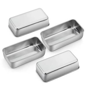 lot 7677 image: P&P CHEF Loaf Pan Set, 9 x 5 Inch Bread Pans, Stainless Steel Loaf Toast Baking Pans For Bread Meatloaf Lasagna Cake, Healthy & Non Toxic, Oven Safe& Easy Clean, (Silver, 4Pcs)
