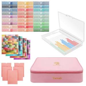 lot 7693 image: twivah 27 Pcs Diamond Art Storage with Bag, 2-in-1 Diamond Art Trays Container with Lids, Diamond Painting Accessories with Color Sticks, Diamond Art Kits for Adults & Kids Christmas, Birthday (Pink)