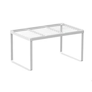 lot 7695 image: LIYIVNAA Kitchen Cabinet Storage Shelf Stackable Wire Spice Rack Organizer Heavy Duty Space Saver for Bathroom Bedroom Closet Laundry Room Office Countertop - White, Pack 1