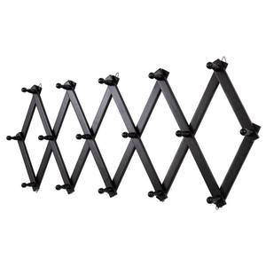 lot 7696 image: SCUNDA Accordion Wall Hanger with 16 Hooks, Wooden Wall Expandable Coat Rack for Coat, Hats, Baseball Caps, Coffee Mug, Jewelry(Black)