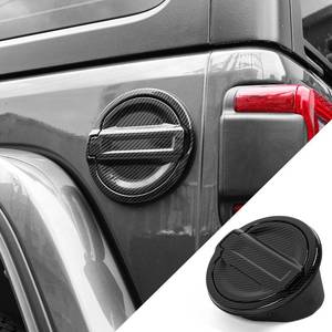 lot 7704 image: JWWY for JL Wrangler Fuel Tank Cover Gas Cap Petrol Tank Fuel Filler Cover Trim Fit for 2018-2025 Jeep Wrangler Exterior Accessories JL 24 Door Carbon Fiber Aluminum Alloy