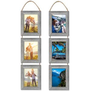 lot 7709 image: VMUZEDER 4x6 Wall Hanging Picture Frames Collage with 3 Opening Frames Grey 2 Pack