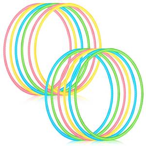 lot 7715 image: Sratte 12 Pcs Toy Hoop for Kid Detachable Adjustable Toy Hoop Colored Hoop Exercise Ring Plastic Circle for Kid Teen Gymnastics Dog Agility Equipment, Require Self Assembly(Fresh Color, 24 Inch)