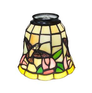 lot 7717 image: Tiffany glass lampshade, hummingbird colored glass lampshade, lampshade replacement, fan lamp, wall lamp, pendant lamp lampshade replacement,