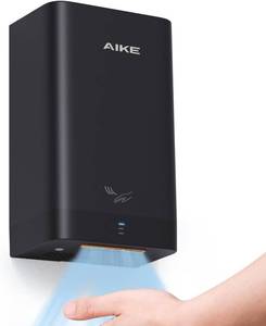 lot 7724 image: AIKE Compact Hand Dryer for Home Bathroom, Cover ABS Polycarbonate Design, 110V Black Model AK2822