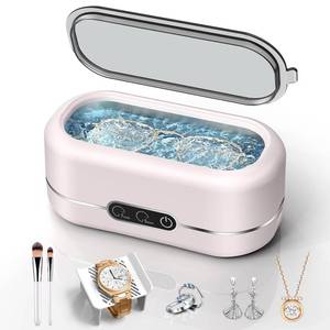 lot 8077 image: BYASKZIV Jewelry Cleaner Ultrasonic Machine, Upgraded 48KHz Ultrasonic Cleaner with 304 Stainless Steel for Jewelry, Eyeglasses, Rings, Watch Strap, Dentures-Pink
