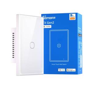 lot 8098 image: SONOFF TX Gen2 Smart Wall Touch Switch, 1-Channel 120-Type Panel, 2.4GHz Wi-Fi, eWeLink App Control, Matter Compatible, Works with Apple HomeGoogle HomeAmazon Alexa - T6-1C-120M