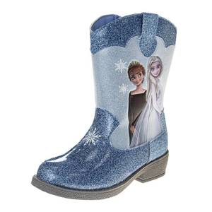 lot 8103 image: Disney Frozen Cowgirl Western Boots - Elsa and Anna cowboy boot - Blue (size 11 Little Kid)