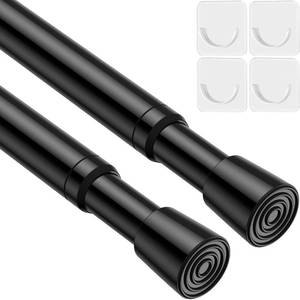 lot 8120 image: WEIXINHAI 2 Pack Spring Tension Curtain Rod for Windows 26 to 39 inch Black Small Tension Rod Adjustable Spring Curtain Rods No Drilling Short Tension Rod for Kitchen, Closet, Bathroom, Bookshelf