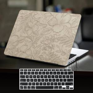 lot 8130 image: DTangLsm for MacBook Pro 13 inch Case 2025 2024-2016 M2 A2338 M1 A2251 A2289 A2159 A1989 A1708 A1706, Elegant Retro Leather Hard Shell Case for MacBook Pro 13  Keyboard Cover, Apricot Embossed Floral