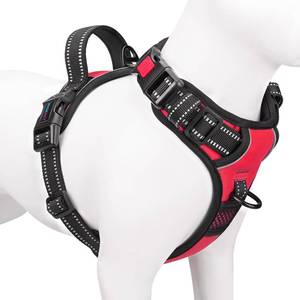 lot 8132 image: PHOEPET Reflective Dog Harness Large Breed Adjustable No Pull Vest with Handle 2 Metal Rings 3 Buckles Easy to Put on & Take Off(XL, Red)