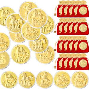 lot 8156 image: Kigeli 20 Pcs Chinese New Year Coins 2026 Lunar New Year of the Horse Commemorative Coins Zodiac with Red Drawstring Bags Gold Foil Decor Coin for Party Spring Festival Gifts, Lucky Feng Shui Supplies