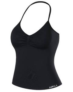 lot 8165 image: AUROLA Influence Longline Strappy Workout Halter Tops for Women,Removable Cups Padded Bras Impact Gym Yoga Sleeveless Tank Top,Black,XS