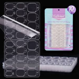 lot 8171 image: BTArtbox 10 Sheets 15 Sizes Ultra Thin & Waterproof Nail Stickers for Fake Nails, 300PCS Double Sided Jelly Nail Sticky Tabs for Manicure