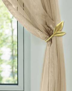 lot 8173 image: Gold Curtain Holdbacks 2 Pack, Metal Olive Leaf Curtain Tiebacks Wall Mounted, Curtain Holders for Wall, Curtain Pull Back Hooks, Decorative Curtain Side Hooks for Drapes and Curtains
