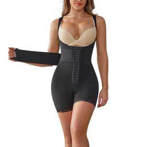 lot 8183 image: BampooPanPa Shapewear Bodysuit Waist Trainer Open Bust Bodysuits for Women Tummy Control Body Shaper with Belt (Black, Small)