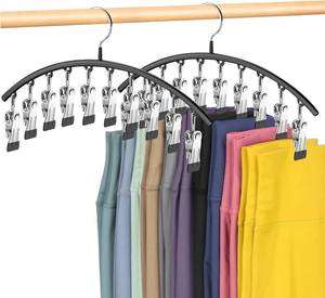 lot 8191 image: Legging Organizer for Closet,Leggings Hangers for Closet 2 Pack Pants Hangers w10 Clips, Space Saving Hangers Closet Organizers and Storage for Pants Skirts Scarf Legging