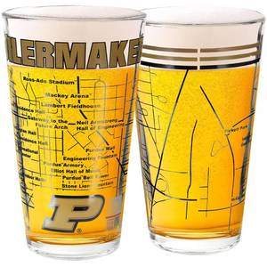 lot 8197 image: Greenline Goods �� University of Purdue Boilermakers College Pint Beer Glasses (Set of 2), 16 oz �� Full-Color Logo  Campus Map