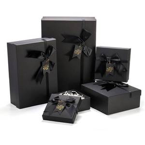 lot 8199 image: ZENFUN 5 Pack Black Nested Gift Boxes with Lid for Valentines Presents, 5 Sizes Luxury Packaging Box with Ribbon Bows and Label Gift Wrap for Thanksgiving Birthday, Weddings, Mothers Day 13.7 to 5.1