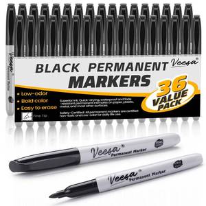 lot 8205 image: 36 Pack Permanent Markers Fine Tip, Black Permanent Marker Pens for Office, School & Home, Waterproof, Smear-Proof, Quick-Drying