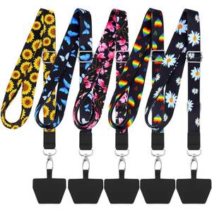 lot 8207 image: Chinco 5 Pcs Crossbody Cell Phone Lanyards Universal Adjustable Neck Strap and Phone Patches Compatible with Most Smartphones(Butterfly Pattern,Adorable Color)
