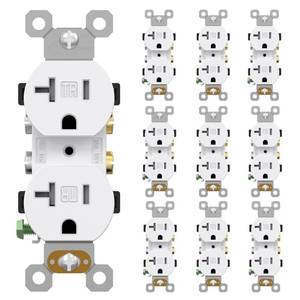 lot 8208 image: AIDA 20 Amp Outlet Duplex Electrical Receptacle Outlets,Power Outlet,Tamper Resistant,Heavy-Duty Receptacle Wall Outlet,Residential,2Pole,3-Wire, Self-Grounding Clip, NEMA 5-20R,UL Listed 10 Pack