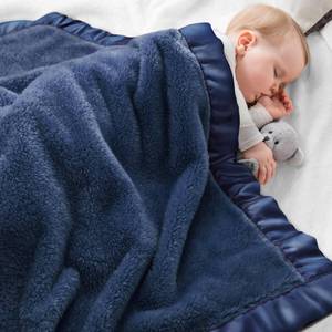 lot 8224 image: Pro Goleem Fleece Baby Blankets for Boys with 2 Inch Satin Trim, Super Soft Plush Receiving Blanket for Infant Toddler Newborn, Cozy 30x40 Inch Crib & Stroller Blanket (Navy Blue)