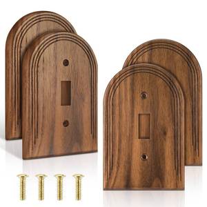 lot 8225 image: DoubleFill 4 Pcs Walnut Wood Light Switch Cover Brown Outlet Covers Wall Plate Decorative Boho Plug Plate Vintage Rustic Contemporary Interior Room Home Decor (13  8.2cm,Arch Single Toggle)