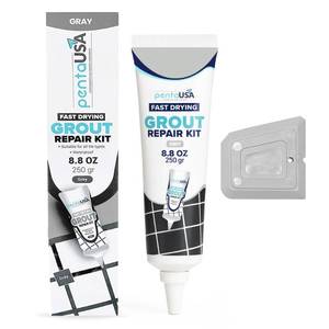 lot 8227 image: PentaUSA Tile Grout Repair Kit - Grey Grout Filler, Triple Protection, Fast Drying Formula Restores and Renews Joint Lines with Grout Float (Grey, 8.8oz  250gr)
