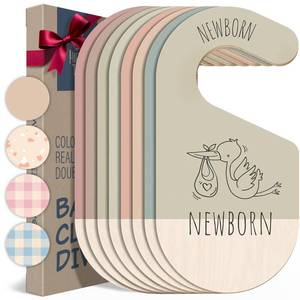 lot 8232 image: HIPPOTALE Baby Clothes Dividers For Closet - Wooden Baby Clothes Organizer Dividers for Boy & Girl, 8 Baby Closet Dividers by Size - Ideal Clothing Organizers