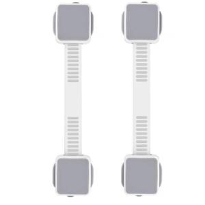 lot 8243 image: 2 Pack Child Safety Cabinet Locks for Baby Proofing, Length Adjustable Latch Straps Dual Button Design for Drawers Fridge Refrigerator Doors Toilet Seat Oven