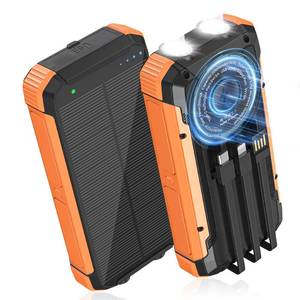 lot 8257 image: ERRBBIC Solar Charger Power Bank 20000mAh, Portable Wireless Charger, 15W Fast Charging External Battery Pack with Dual Flashlight and USB C Outputs, Outdoor Mobile Power Compatible with Cell Phones