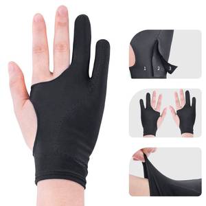 lot 8265 image: Artist Drawing Glove 3-Layer Palm Rejection 2 Pack Black Right Left Hand Digital Art Graphic Tablet iPad Gloves Two Finger Smooth Elasticity Breathable for Stylus Pen Pencil Sketching Painting