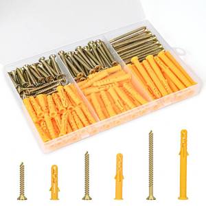 lot 8268 image: Aovchei Drywall Anchors Kit, 170pcs, 85 Plastic Drywall Anchors and 85 Philips Flat Head Screws, 3 Size #6  30#6  40#6  60, Wall Hanging Kit for Hanging Picture Frame, Shelf Brackets, Curtain Rod