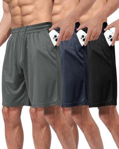 lot 8269 image: BOOJO 3 Pack Gym Basketball Mens Shorts - Quick Dry Black Workout Athletic Shorts with Pockets for Casual Running (S-6XL)