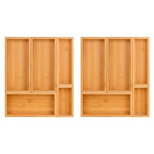 lot 11176 image: Teicui bamboo drawer organizer Set,expandable drawer dividers,wooden storage organizers,drawer organizers for kitchen, bathroom,flatware,Tea Bag Organizer (2 X 5PCS Natural)