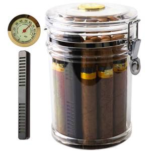 lot 11195 image: XIFEI Acrylic Humidor Jar with Humidifier and Hygrometer,humidor That can Hold About 18 Cigars (Clear)