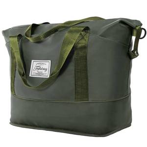 lot 11197 image: Travel Duffel Bag - Large Shoulder Weekender Overnight Bag, Carry on Bag with Wet Pocket, Waterproof Expandable Duffel Bag with Trolley Sleeve, Sports Tote Gym Bag for Women, Olive Green